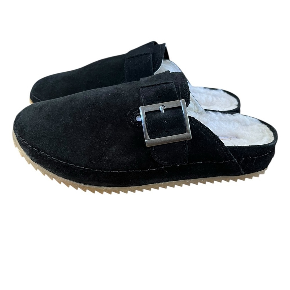 Clarks Women's Brookleigh Mule Slip On Black Suede Warmlined SZ 7 - Picture 3 of 13